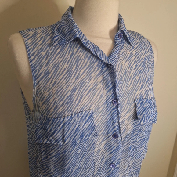 Equipment femme silk sleeveless button front sleeveless tunic top SZ XS - Picture 2 of 7